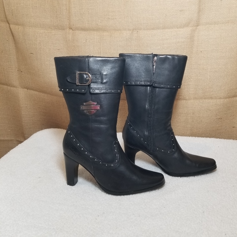 Harley Davidson Ava Black Boots Womens 8 Women's VINTAGE With Box D85087